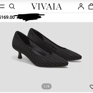 New VIVAIA Pointed-toe kitten heel, Black Pin Stripe - Women’s Size EU 38/US 7.5